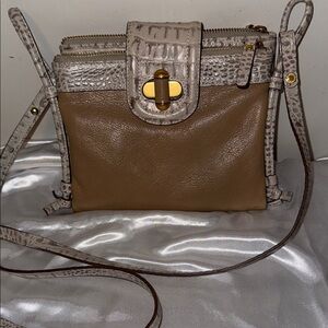 Brahmin Tan and Cream Crossbody Bag